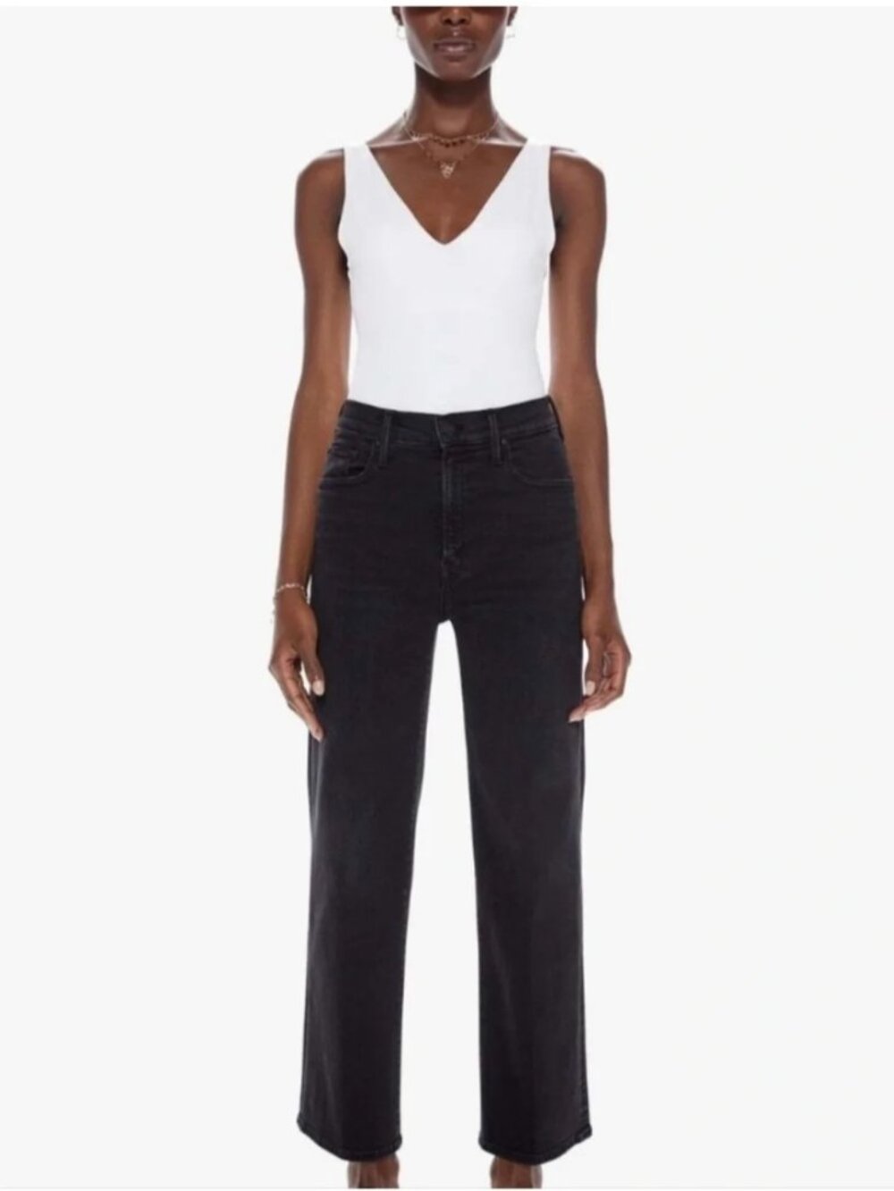 MOTHER The Rambler Ankle High Rise Not Guilty Washed Black Jeans, Size 30